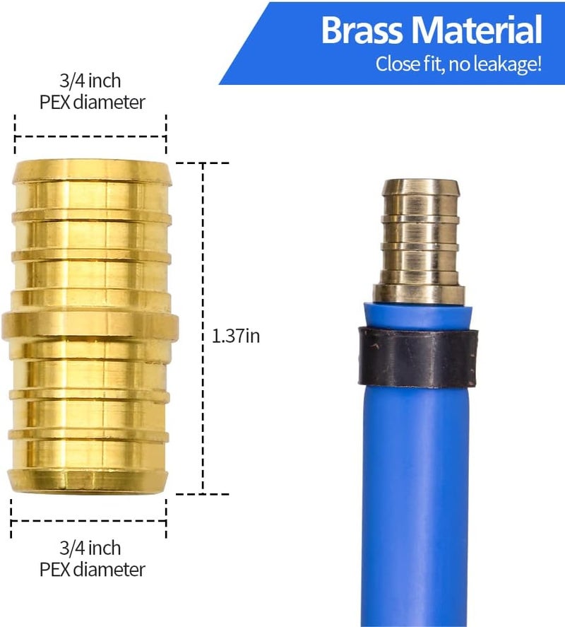 Ruby Q 30pcs 3/4" PEX Fittings, Elbow TEE Straight Couplings Set, PEX Brass Crimp Fitting Combo with Tees, Elbows, Straights - Image 3